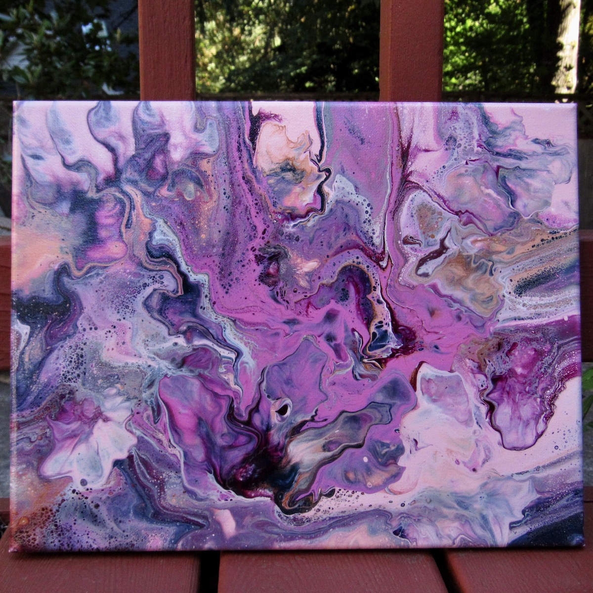 11x14 pink acrylic pour painting
