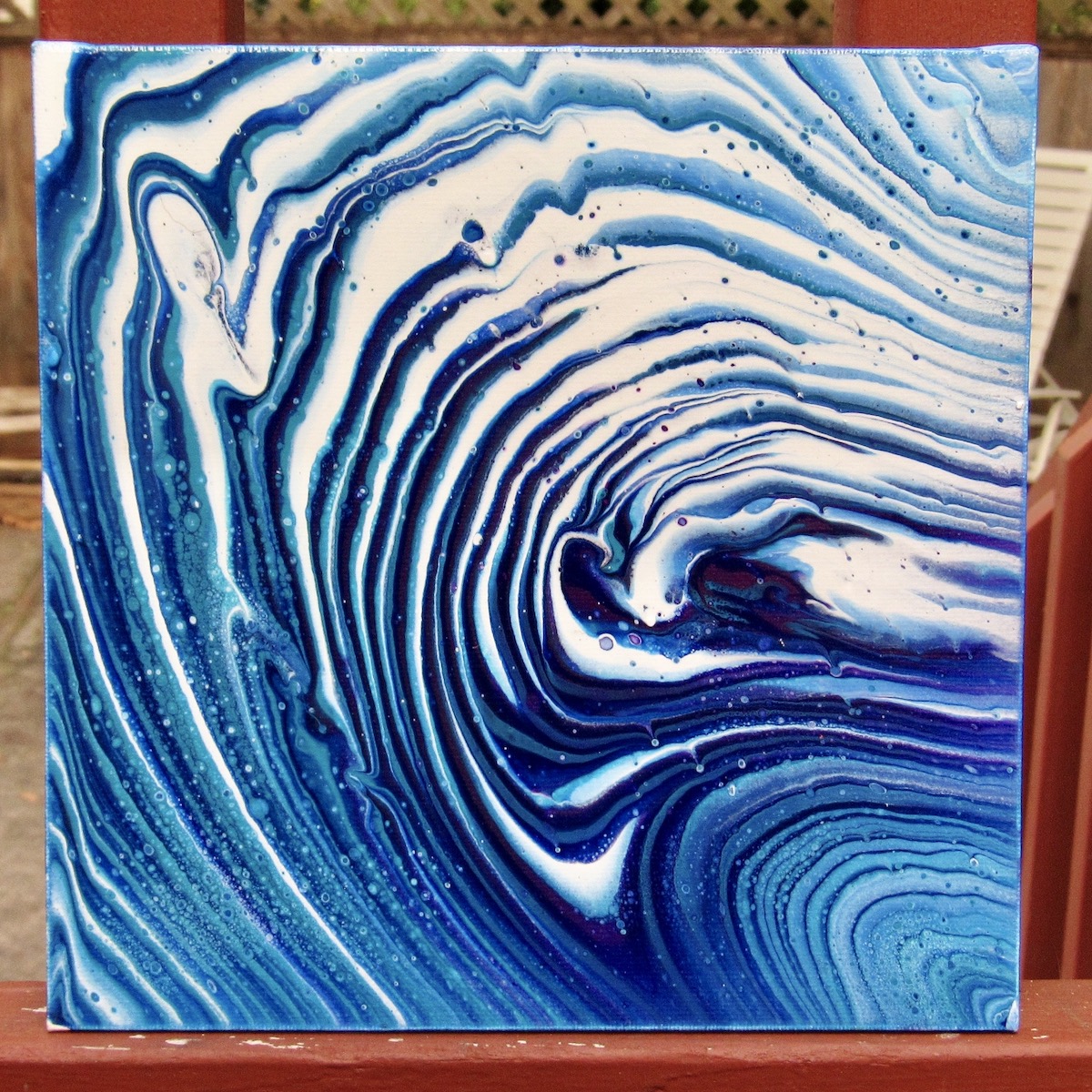 Blue and white 8x8 painting