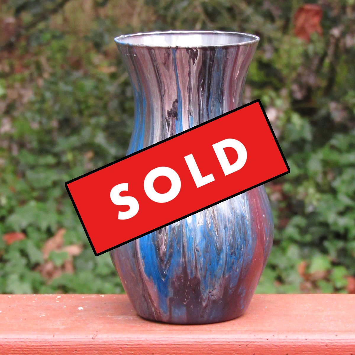 Blue and silver vase