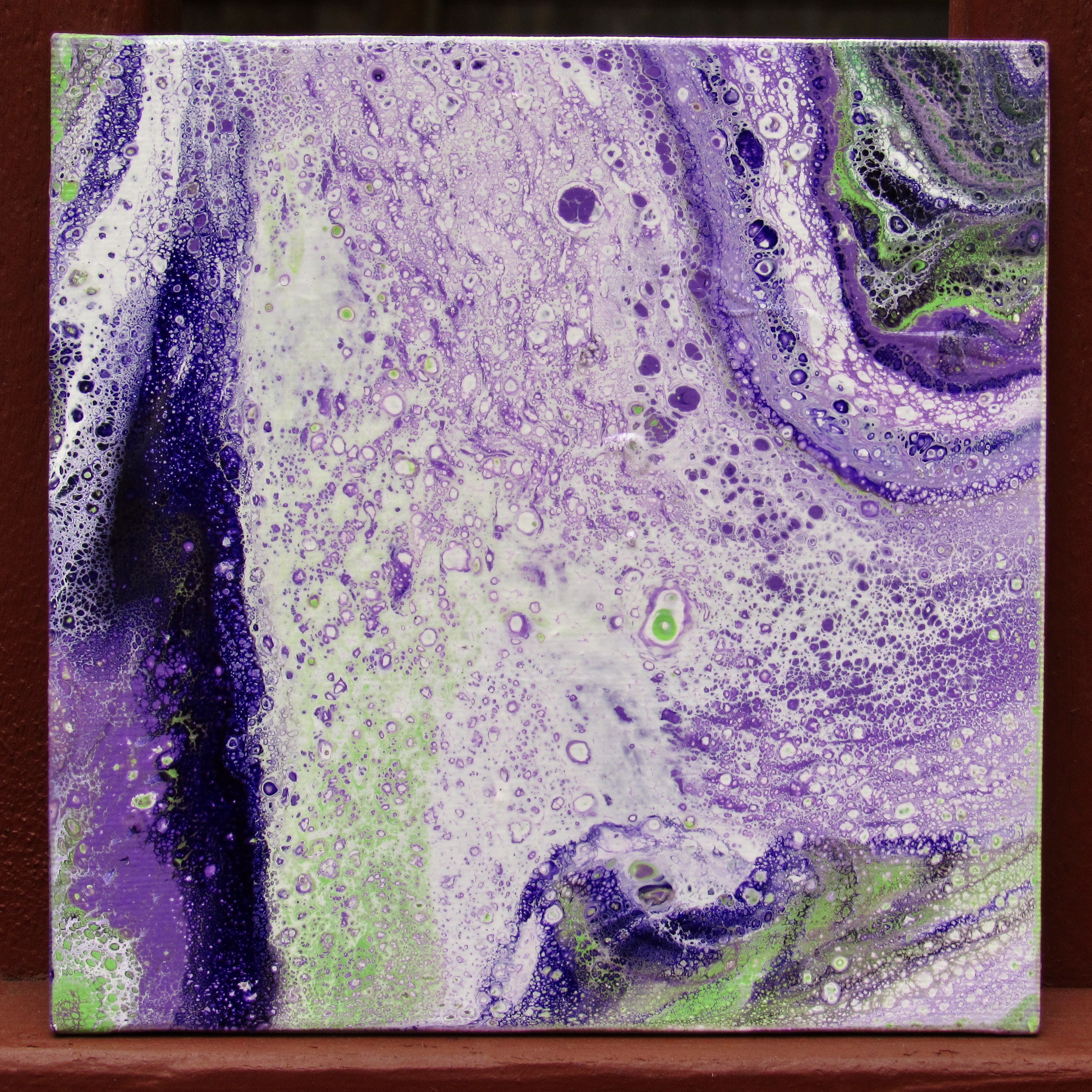 Purple acrylic pour painting