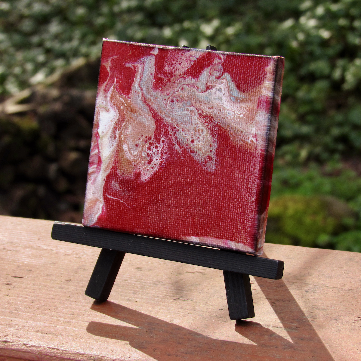 Mini red acrylic pour painting