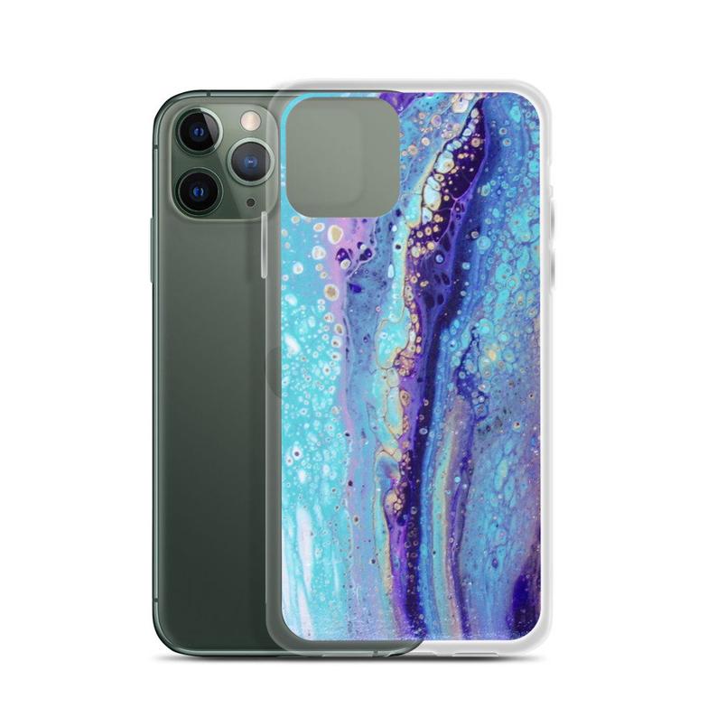 Blue and purple acrylic pour phone case