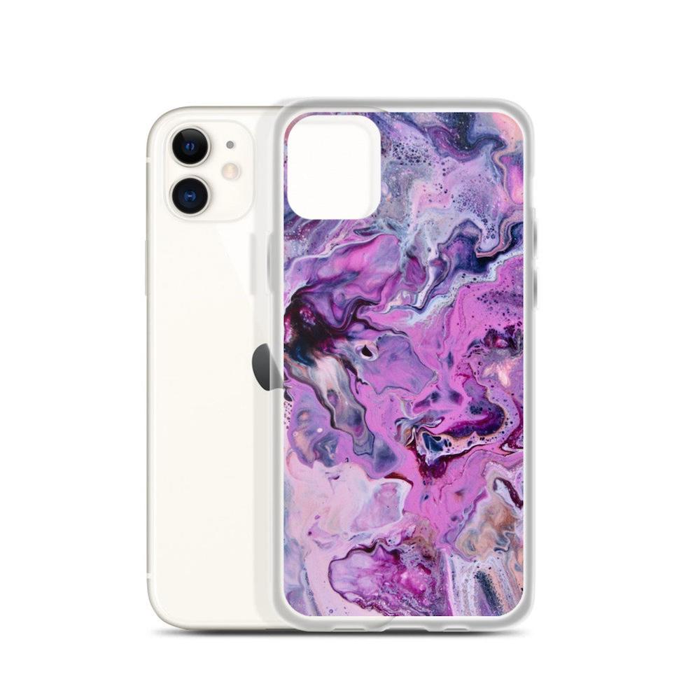 Pink and blue acrylic pour phone case