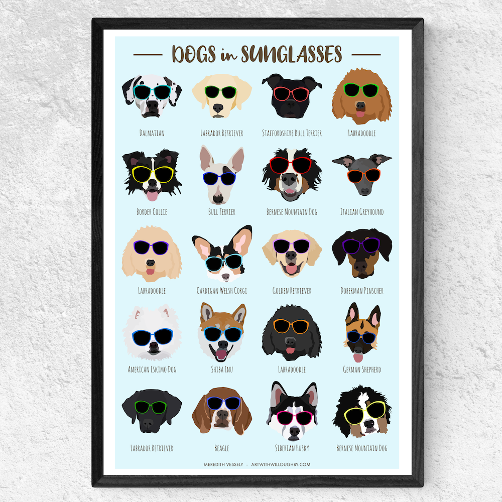 Dogs in sunglasses poster